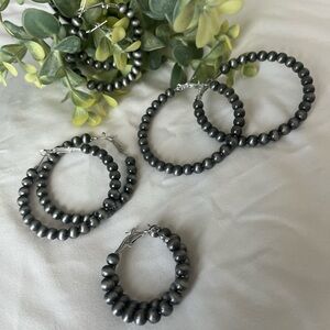 Elegant Black Beaded Bracelet Set